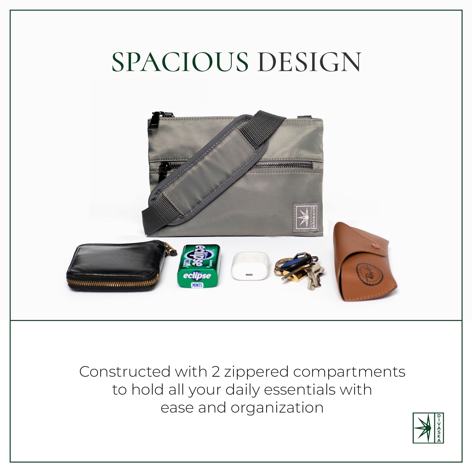Unit 001 - Gray Messenger Bags DIVASKA 