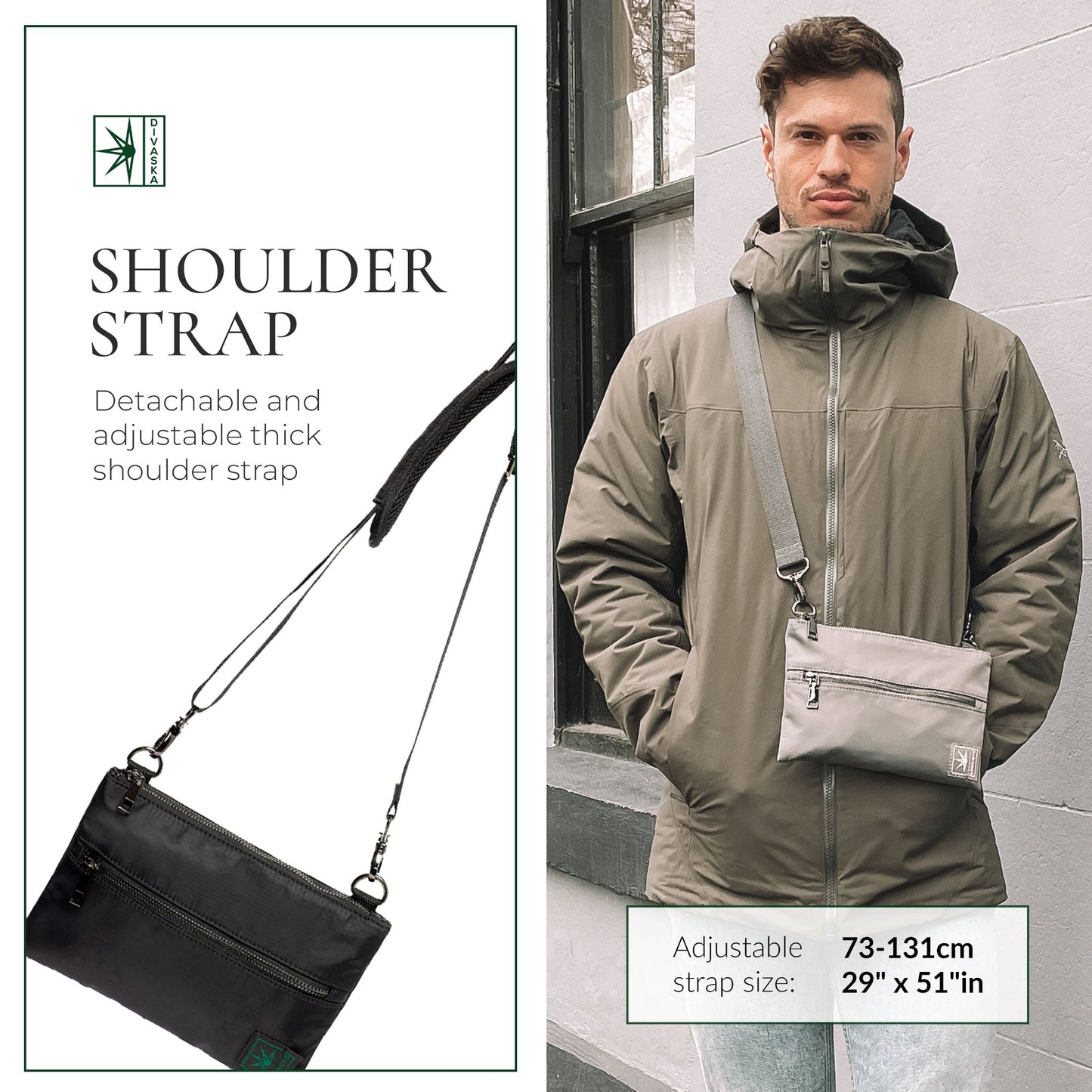 Unit 001 - Gray Messenger Bags DIVASKA 