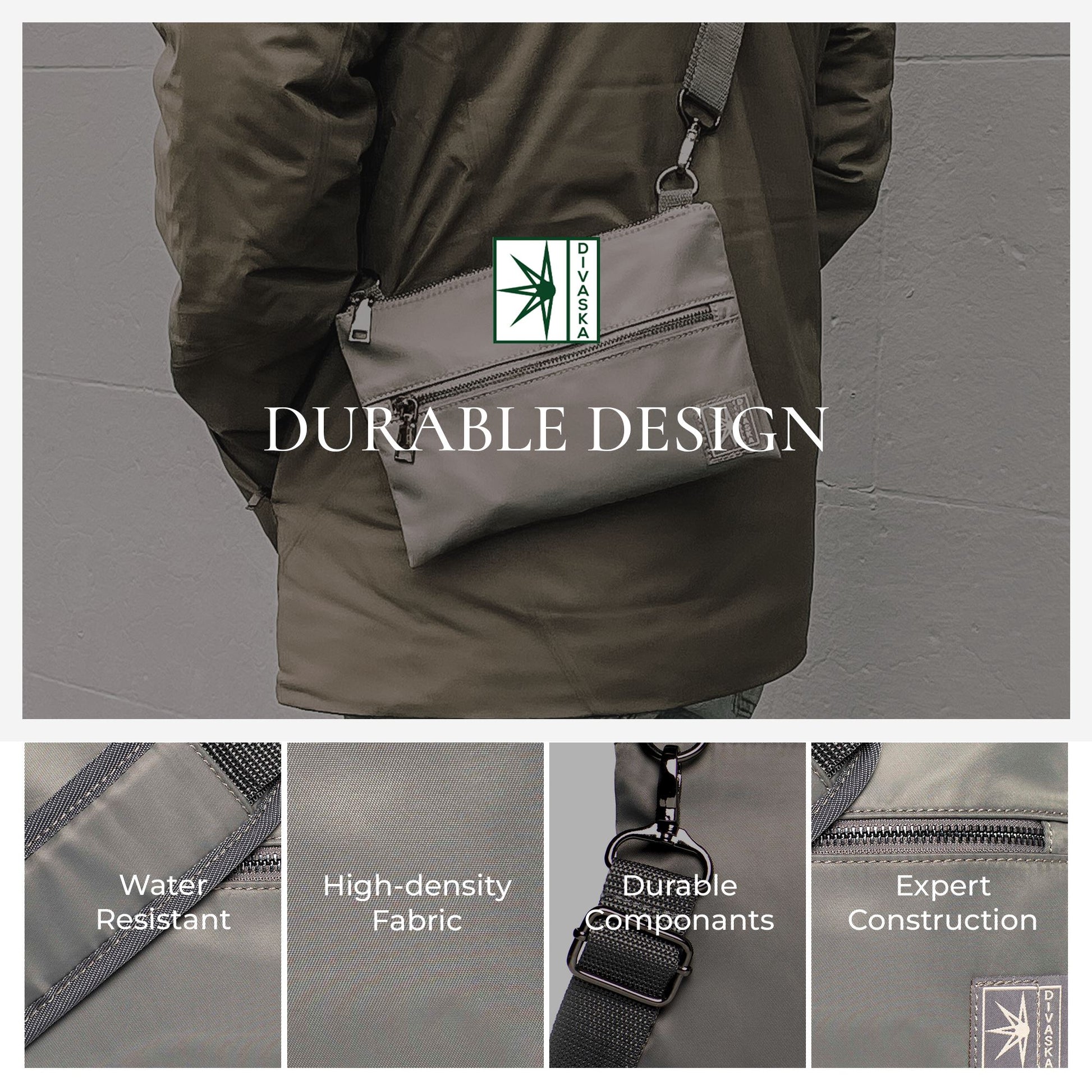 Unit 001 - Gray Messenger Bags DIVASKA 